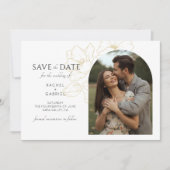 Boho Arch Floral Wedding Save the Date (Voorkant)