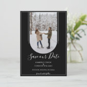Boho Arch-foto Save the Date | Zwart (Staand voorkant)