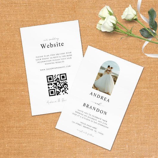 Boho Arch Foto Simple Elegant All-in-One Weddensch Kaart