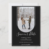 Boho Arch Foto Sla de datum op | Black Save The Date (Voorkant)