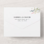 Boho Arch Foto Wildbloemen & QR Code Weddenschap All In One Uitnodiging (Achterkant)