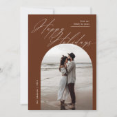 Boho Arch Fotoscript Typografie Kerstmis Feestdagenkaart (Voorkant)