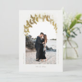 Boho Arch Gold Butterflies Elegant Photo Wedding Save The Date (Staand voorkant)