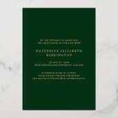 Boho Arch Green Gold Handwrited Photo Afstuderen Folie Uitnodiging (Achterkant)