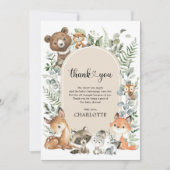 Boho Arch Greenery Woodland Animals Baby shower Bedankkaart (Voorkant)