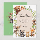 Boho Arch Greenery Woodland Animals Baby shower Bedankkaart (Voorkant / Achterkant)