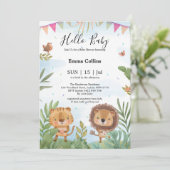 Boho Arch Greenery Woodland Animals Baby shower Kaart (Staand voorkant)