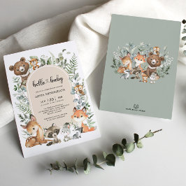 Boho Arch Greenery Woodland Animals Baby shower Kaart