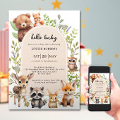 Boho Arch Greenery Woodland Animals Baby shower Kaart