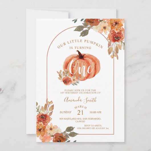 Boho Arch Herfst Birthday Floral Kaart (Voorkant)