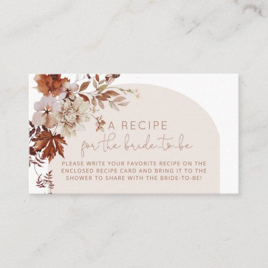 Boho arch herfst bridal recept informatiekaartje (Voorkant)
