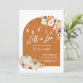 Boho Arch Herfst in Love Couple Shower Invitation Kaart (Staand voorkant)