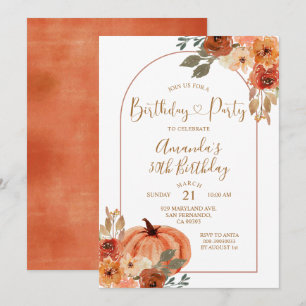 Boho Arch Herfst Pumpkin Birthday 30th Party Kaart