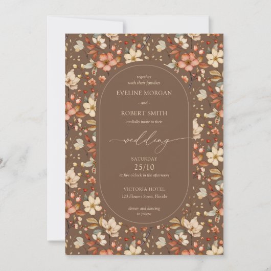 Boho Arch Herfst terracotta bruin roestige wilde b Kaart (Voorkant)