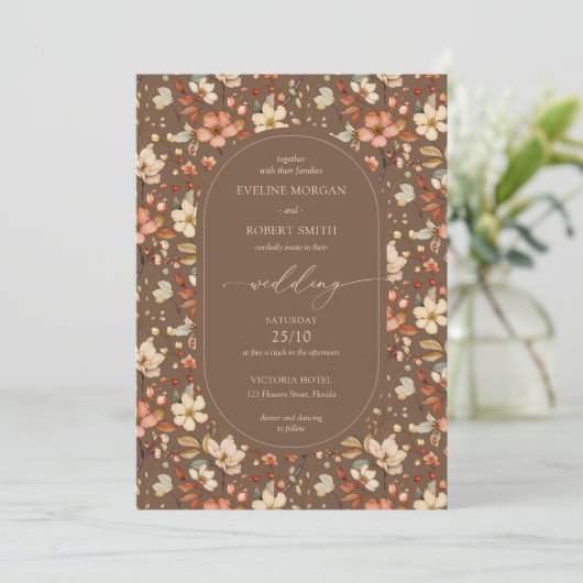 Boho Arch Herfst terracotta bruin roestige wilde b Kaart (Staand voorkant)