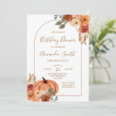 Boho Arch Herfst Verjaardag 30e Dinner Feestje Kaart (Staand voorkant)