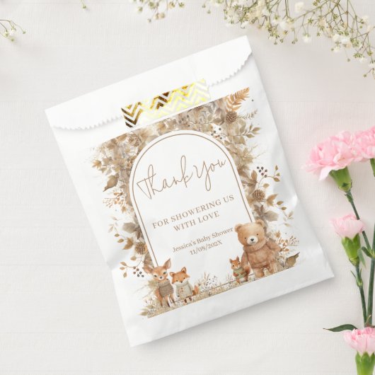 Boho Arch Herfst Woodland Animals Baby shower Bedankzakje (Gezegeld)
