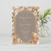 Boho Arch Herfst Woodland Animals Baby shower Kaart (Staand voorkant)