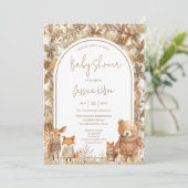 Boho Arch Herfst Woodland Animals Baby shower Kaart (Staand voorkant)