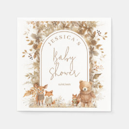 Boho Arch Herfst Woodland Animals Baby shower Servet