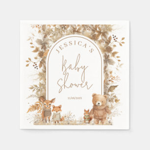 Boho Arch Herfst Woodland Animals Baby shower Servet