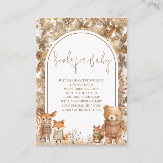 Boho Arch Herfst Woodland Animals Boeken voor Baby Informatiekaartje (Voorkant)