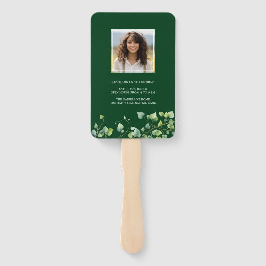 Boho Arch Ivy, Bos Groen Afstuderen Handwaaier (Achterkant)