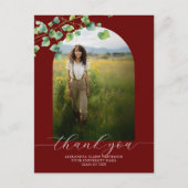 Boho Arch Ivy Donkerrood Afstuderen Dank u Briefkaart (Voorkant)