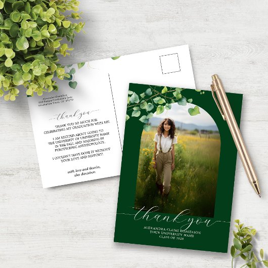 Boho Arch Ivy Forest Groen Afstuderen Dank u Briefkaart