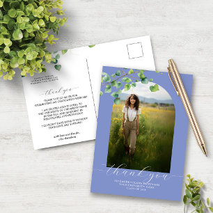 Boho Arch Ivy korenbloem blauw Afstudeerder dank u Briefkaart