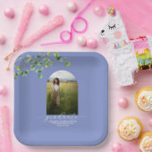 Boho Arch Ivy, korenbloem blauw Afstuderen Papieren Bordje (Feest)