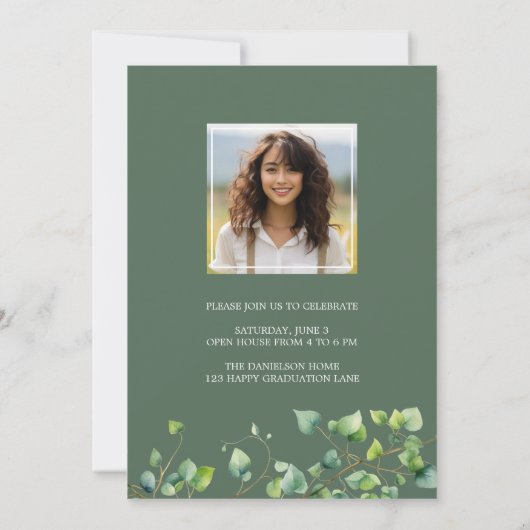 Boho Arch Ivy Sage Groen Afstuderen Kaart (Achterkant)