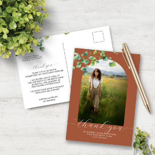 Boho Arch Ivy Terra Cotta Bro Afstudeerder Dank u Briefkaart