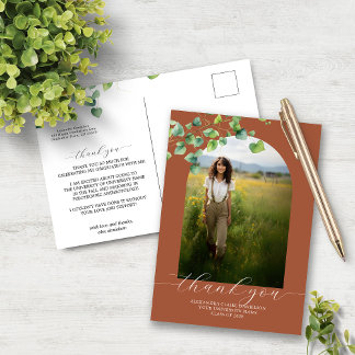 Boho Arch Ivy Terra Cotta Bro Afstudeerder Dank u Briefkaart