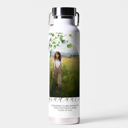 Boho Arch Ivy, wit Afstuderen Waterfles (Voorkant)