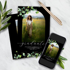 Boho Arch Ivy, zwart Afstuderen Kaart