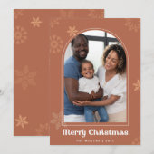 Boho Arch Kerstterracotta sneeuwvlokken Foto Kaart (Voorkant / Achterkant)