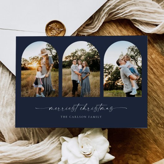 Boho Arch Kerstvakantie wenskaart Feestdagenkaart