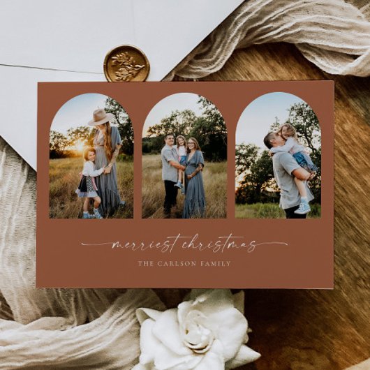 Boho Arch Kerstvakantie wenskaart Feestdagenkaart