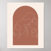 Boho Arch Kissing Continual Linear Line Art. 2 Poster (Voorkant)