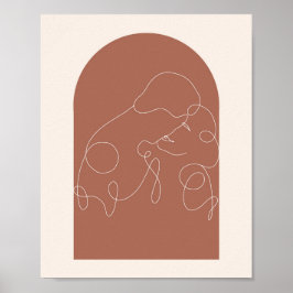 Boho Arch Kissing Continual Linear Line Art. 2 Poster