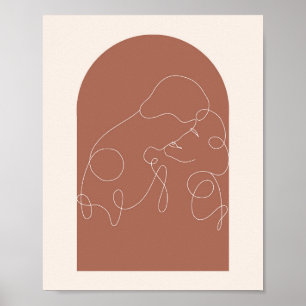 Boho Arch Kissing Continual Linear Line Art. 2 Poster