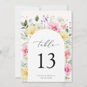 Boho Arch Kleurrijke Bloemen Bruiloft Tafel Nummer (Voorkant)