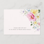 Boho Arch Kleurrijke Floral Spring Bruiloft Detail Informatiekaartje (Achterkant)