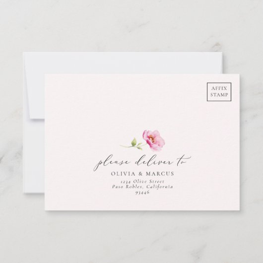Boho Arch Kleurrijke Floral Spring Elegant Bruilof RSVP Kaartje (Achterkant)