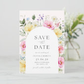 Boho Arch Kleurrijke Floral Spring Elegant Bruilof Save The Date (Staand voorkant)