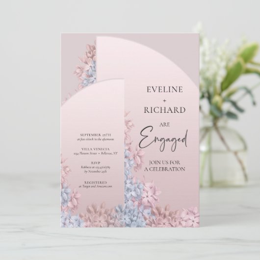 Boho arch lijst stoffige roze stoffige blauwe verl kaart (Staand voorkant)