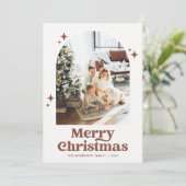 Boho Arch Merry Christmas Terracotta Foto Feestdagenkaart (Staand voorkant)