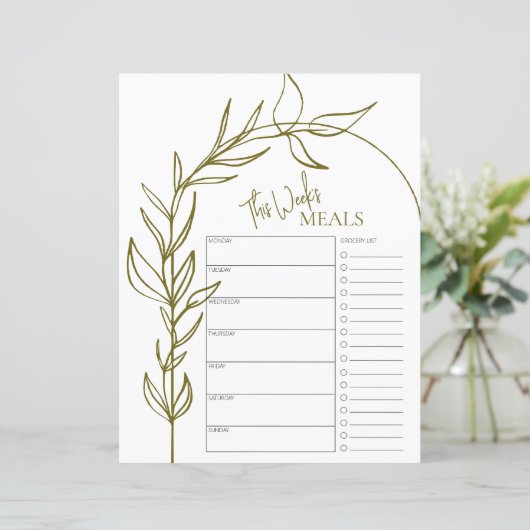 Boho Arch Minimale Tekst Weekelijks Meal Planner (Staand voorkant)