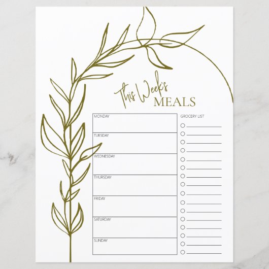 Boho Arch Minimale Tekst Weekelijks Meal Planner (Voorkant)